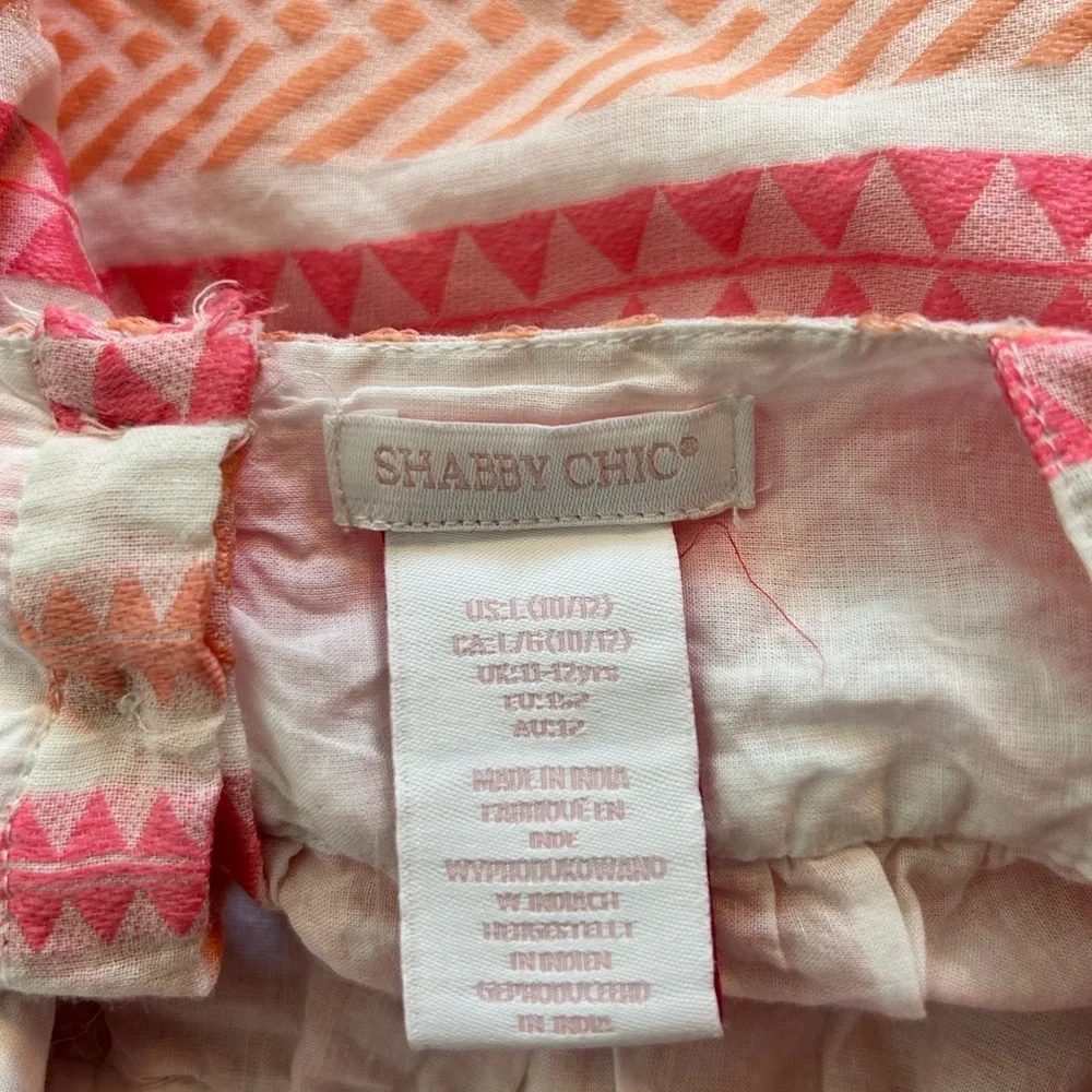 Shabby Chic Pink & Peach Striped Ruffle Two Piece Set with Fringe  Size 10/12